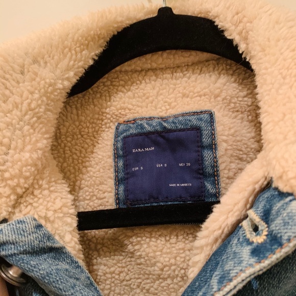 ZARA Fleece Trim Denim Jacket-S - Picture 6 of 6